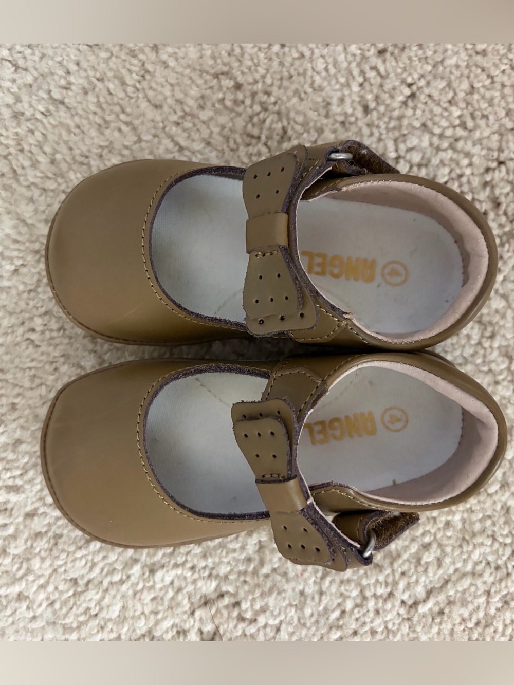 Angels Tan Bow Mary Jane Shoes